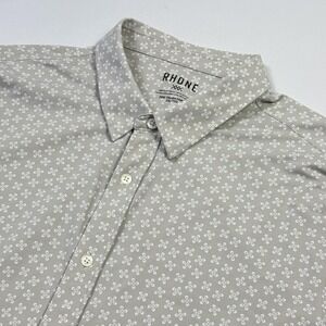Rhone Shirt Mens 2XL Gray Italian Floral Print Short Sleeve Button Front Casual